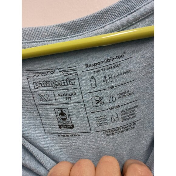 Patagonia Responsibili Tee Mens XL Blue Long Sleeve Classic Graphic Logo - Picture 5 of 11
